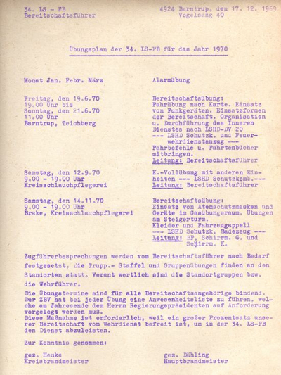 Dienstplan der 34. Luftschutz Feuerwehrbereitschaft Dienstplan der 34. Luftschutz Feuerwehrbereitschaft